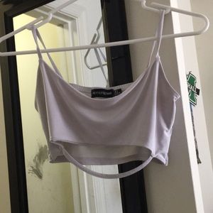 White cropped Bralet with strap detail